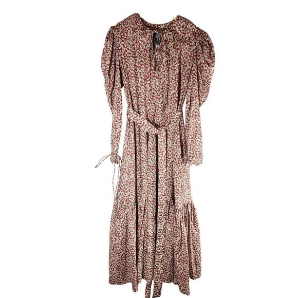 Horror Vacui Elena Scalloped Floral-Print Cotton Midi Dress Size XS - Picture 2 of 15